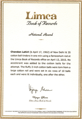 Limca Records certificate